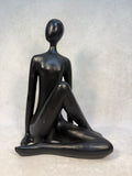14" Seated Woman Black Figurine
