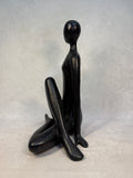14" Seated Woman Black Figurine