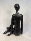 14" Seated Woman Black Figurine