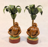 Monkey with Palm Tree Metal Candle Holders Petit Choses USA - Set of 2