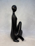 14" Seated Woman Black Figurine