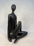 14" Seated Woman Black Figurine