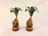 Monkey with Palm Tree Metal Candle Holders Petit Choses USA - Set of 2