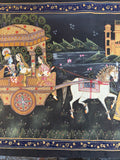 Lord Krishna and Radha Indian Silk Cloth Painting, 30" x 21"