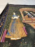 Lord Krishna and Radha Indian Silk Cloth Painting, 30" x 21"