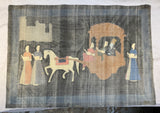 Lord Krishna and Radha Indian Silk Cloth Painting, 30" x 21"