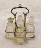 Victorian Silver Plate and Cut Glass Condiment Set