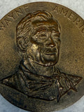 Vintage John Wayne American 3" Bronze Medallion