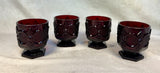 Avon 1876 Cape Cod Cranberry Footed Glass Set - Lot of 4 Glasses