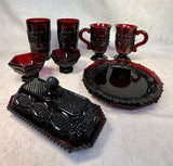 Avon 1876 Cape Cod Cranberry Glass Collection - 10 Piece Set
