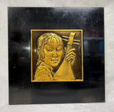 Bruce Fox MCM Woman With Mandolin Aluminum Sculpture Portrait