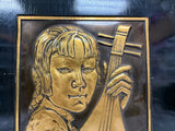 Bruce Fox MCM Woman With Mandolin Aluminum Sculpture Portrait