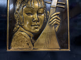 Bruce Fox MCM Woman With Mandolin Aluminum Sculpture Portrait