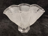 L.E. Smith Clear Pressed Glass Hobnail Fan Vase