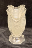 L.E. Smith Clear Pressed Glass Hobnail Fan Vase