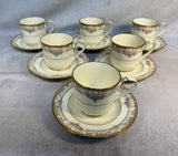 Noritake Barrymore Cups and Saucers - 6 Sets, Like New!