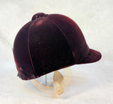 International Riding Helmets Burgundy Velvet English Hunter Harness Cap, Size 7 1/8 - Like New!
