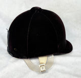 International Riding Helmets Burgundy Velvet English Hunter Harness Cap, Size 7 1/8 - Like New!