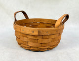 Longaberger 1992 Small 7" Round Basket with Leather Handles