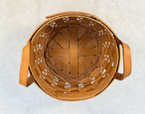 Longaberger 1992 Small 7" Round Basket with Leather Handles