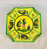HB Henriot Quimper France Soleil Yellow Ceramic Breton Man Dinnerware - Lot of 12 Pieces