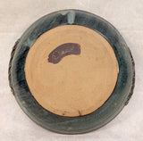 13" Gray Green Round Pottery Platter with 2 Handles by David