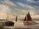 The Trent at Burton Stather by Clive Browne Original Oil on Canvas, 1976