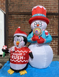 6 ft. LED Animated Shiverning Snowman and Penguin on Sugar Rush Inflatable - Like New!