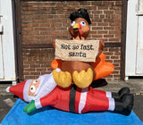 5 ft. LED Not So Fast Turkey and Santa Scene Inflatable - Like New!