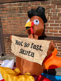 5 ft. LED Not So Fast Turkey and Santa Scene Inflatable - Like New!