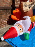 5 ft. LED Not So Fast Turkey and Santa Scene Inflatable - Like New!