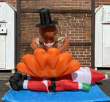 5 ft. LED Not So Fast Turkey and Santa Scene Inflatable - Like New!