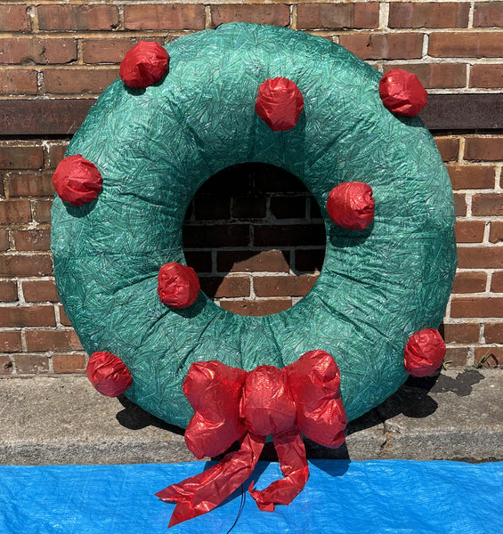 36" LED Green Wreath Hanging Inflatable - Like New!