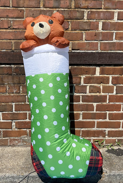 Christmas Stocking with Teddy Bear 3.5 ft. Inflatable - Like New!