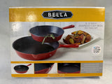 Bella Red Enamel Cast Iron Skillet Set - 8" & 10" - Brand New!