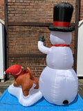 6 ft. LED Animated Snowman and Dog Scene Inflatable - Like New!