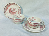 Vintage Jackson Red Hummingbird Cups and Saucers - 2 Sets