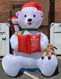 9 ft. LED Polar Bear Reading to Friends Inflatable - Like New!