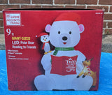 9 ft. LED Polar Bear Reading to Friends Inflatable - Like New!