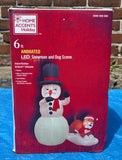 6 ft. LED Animated Snowman and Dog Scene Inflatable - Like New!