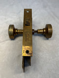 Antique Maltese Cross Brass Door Knob Set with Face Plates and Mortise Lock