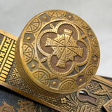 Antique Maltese Cross Brass Door Knob Set with Face Plates and Mortise Lock
