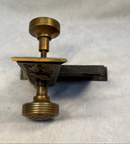 Antique Maltese Cross Brass Door Knob Set with Face Plates and Mortise Lock