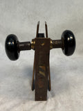 Antique Black Enameled Brass Door Knob Set w/Face Plates & Mortise Lock