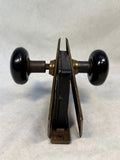 Antique Black Enameled Brass Door Knob Set w/Face Plates & Mortise Lock