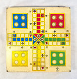 Vintage Estrela Ludo Games Brazil Wood 2-Sided Game Board with Parts Drawer