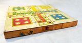 Vintage Estrela Ludo Games Brazil Wood 2-Sided Game Board with Parts Drawer