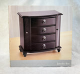 Traditional Black Wood Jewelry Box - Brand New!