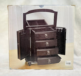 Traditional Black Wood Jewelry Box - Brand New!
