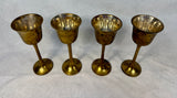 Vintage Brass Metal Goblets in Red Velvet Case - Set of 4